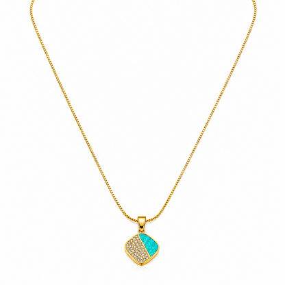 NuGold Green Stone Pendant Necklace For Women