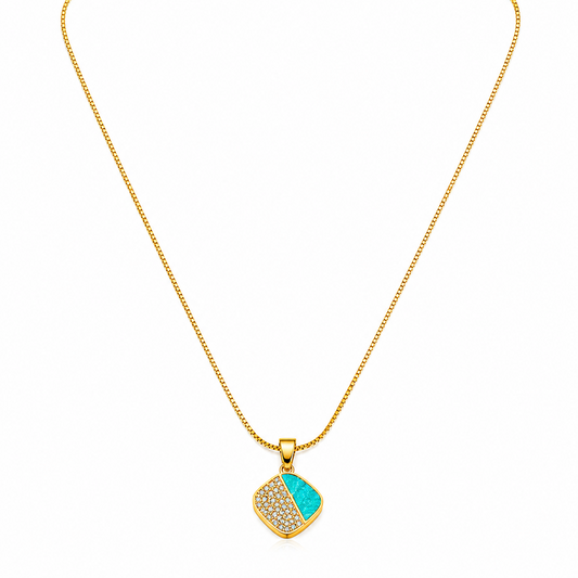 NuGold Green Stone Pendant Necklace For Women