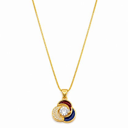 NuGold Multicolor Stone Pendant Necklace For Women