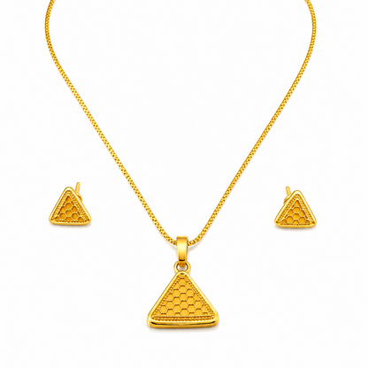 NuGold Triangle Pendant Necklace Set for Women