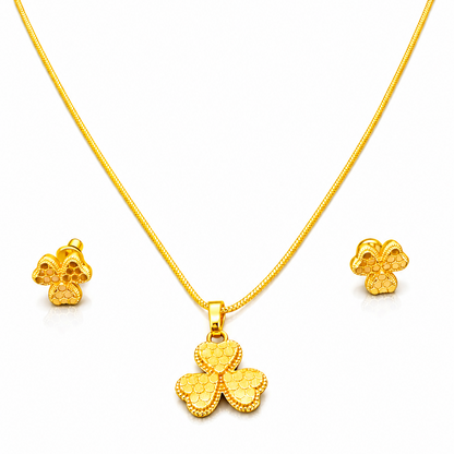 NuGold Clover Pendant Necklace Set for Women