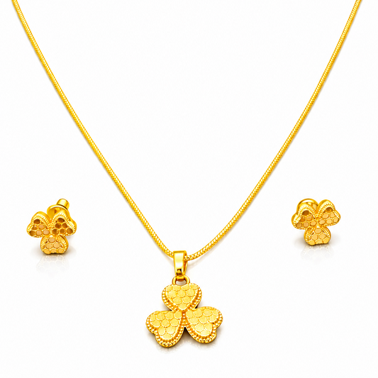 NuGold Clover Pendant Necklace Set for Women