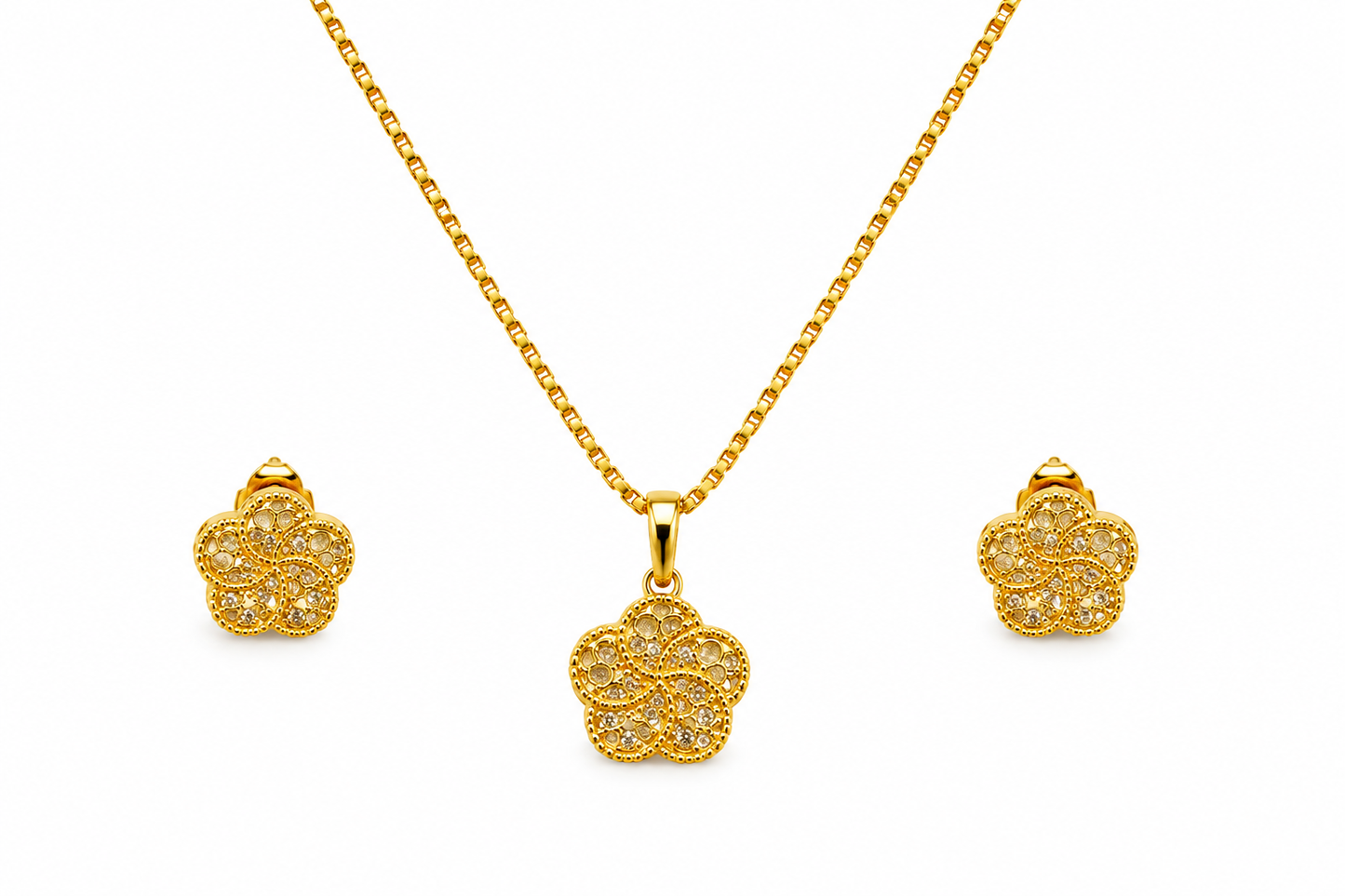 NuGold Floral Pendant Necklace Set