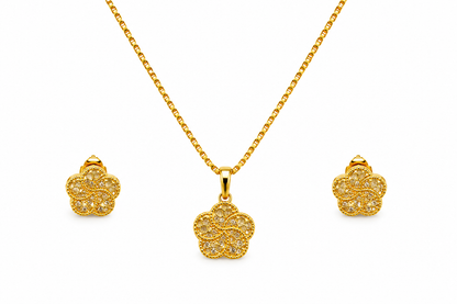 NuGold Floral Pendant Necklace Set
