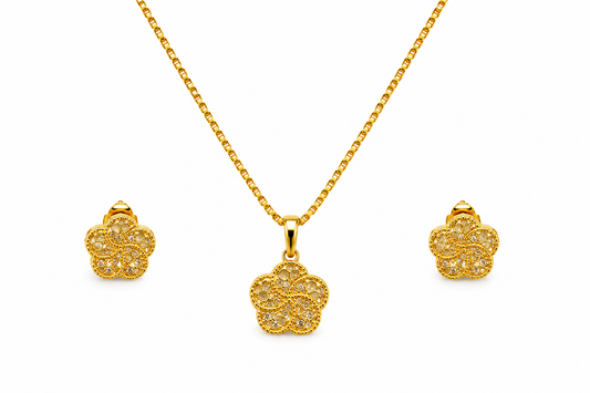 NuGold Floral Pendant Necklace Set