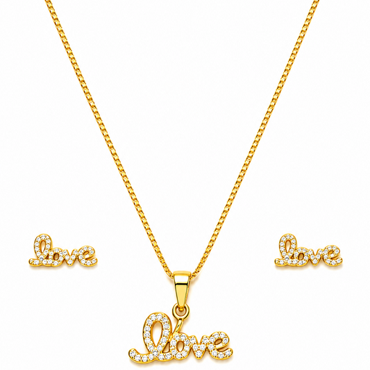 NuGold Love Pendant Necklace Set for Women