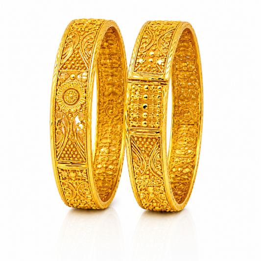 NuGold Traditional Gold Bangles For Women Set Of 2