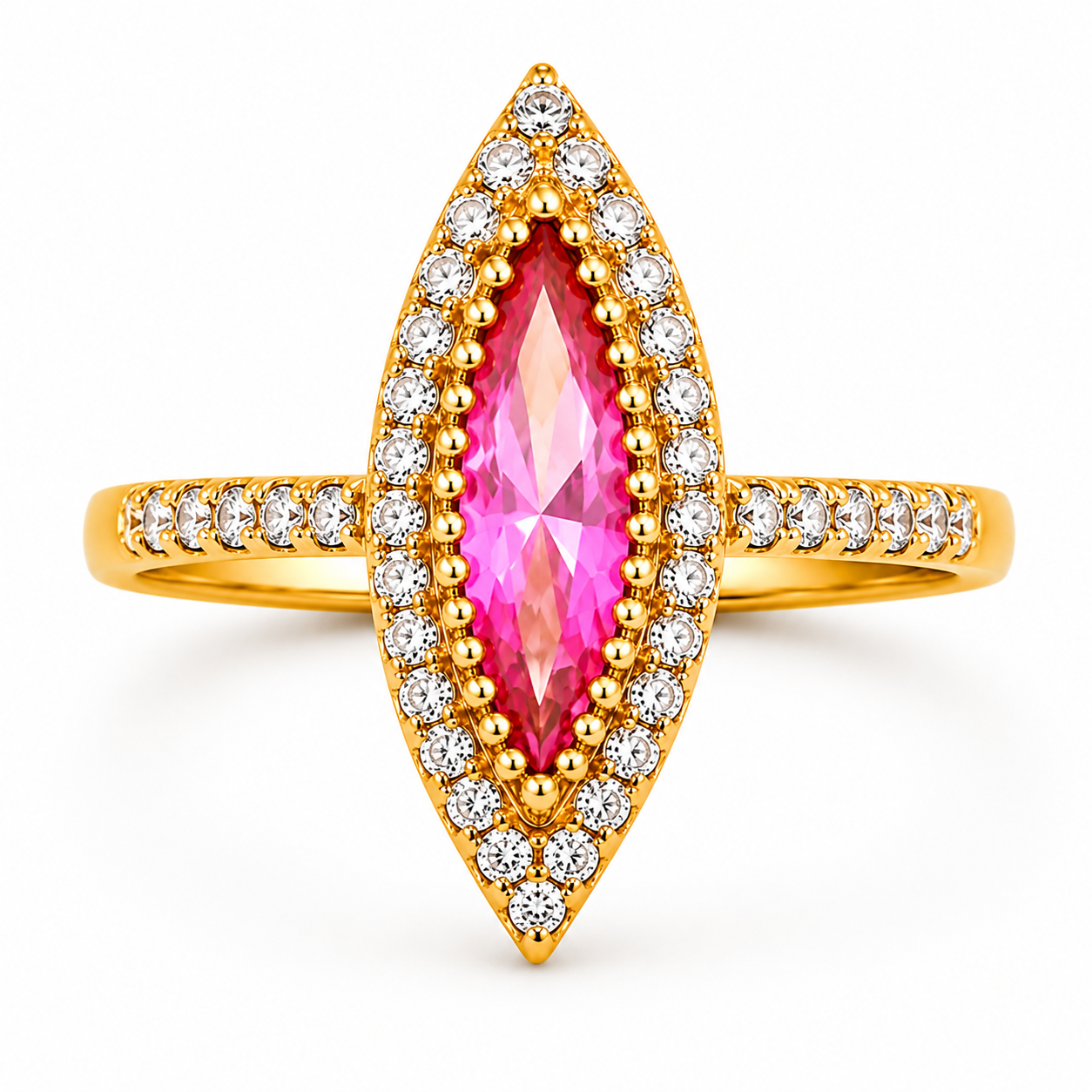 NuGold Pink Royale Marquise Statement Ring