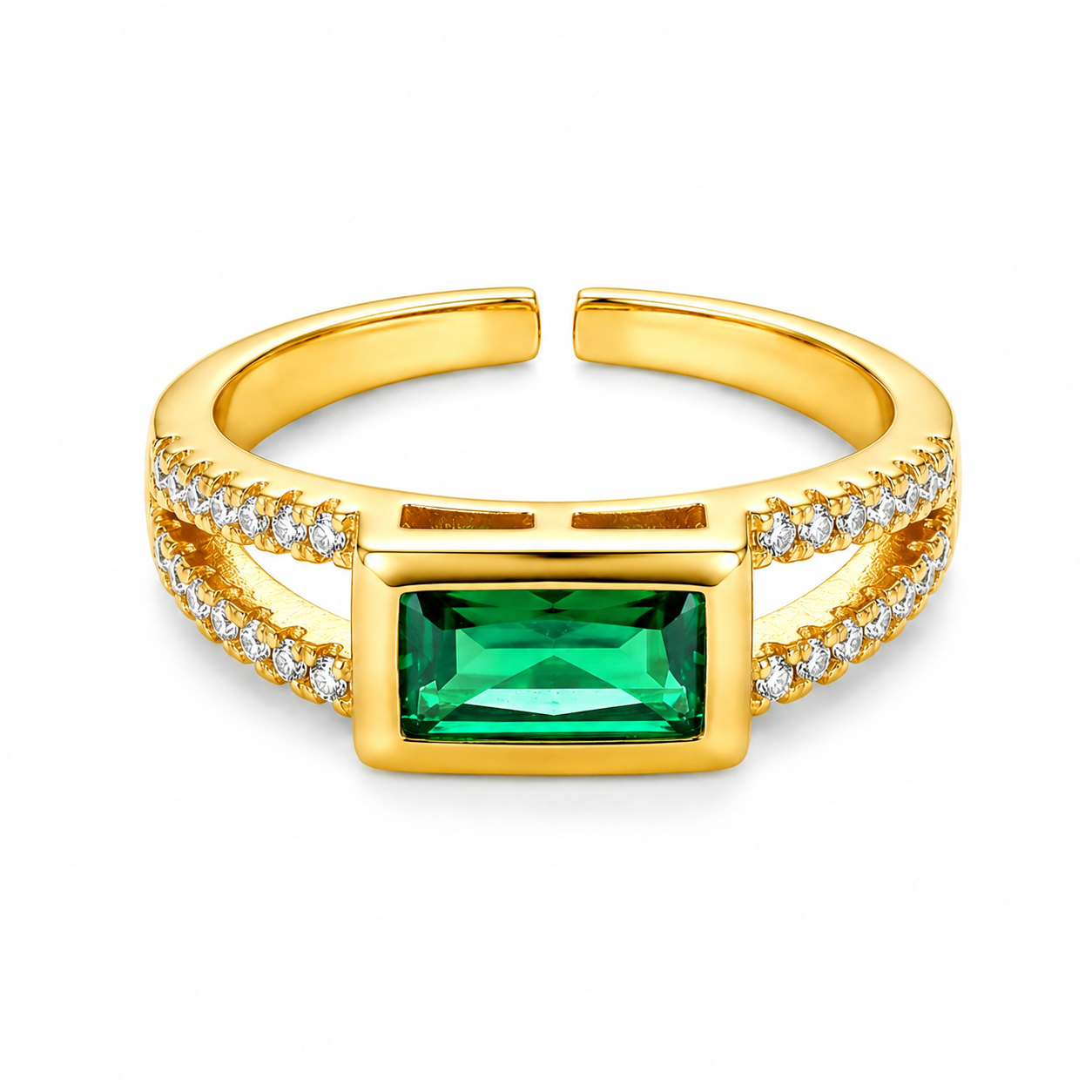 NuGold Emerald Royale Dual Band Adjustable Ring