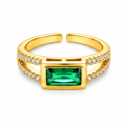 NuGold Emerald Royale Dual Band Adjustable Ring