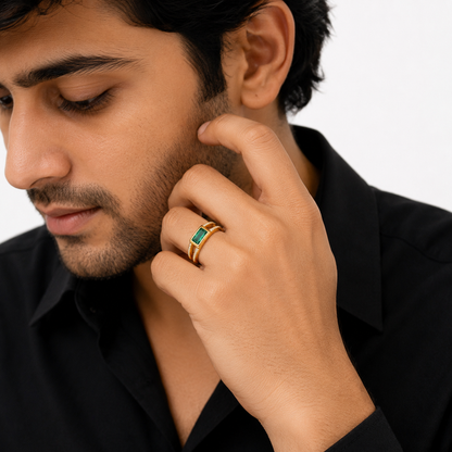 NuGold Emerald Royale Dual Band Adjustable Ring