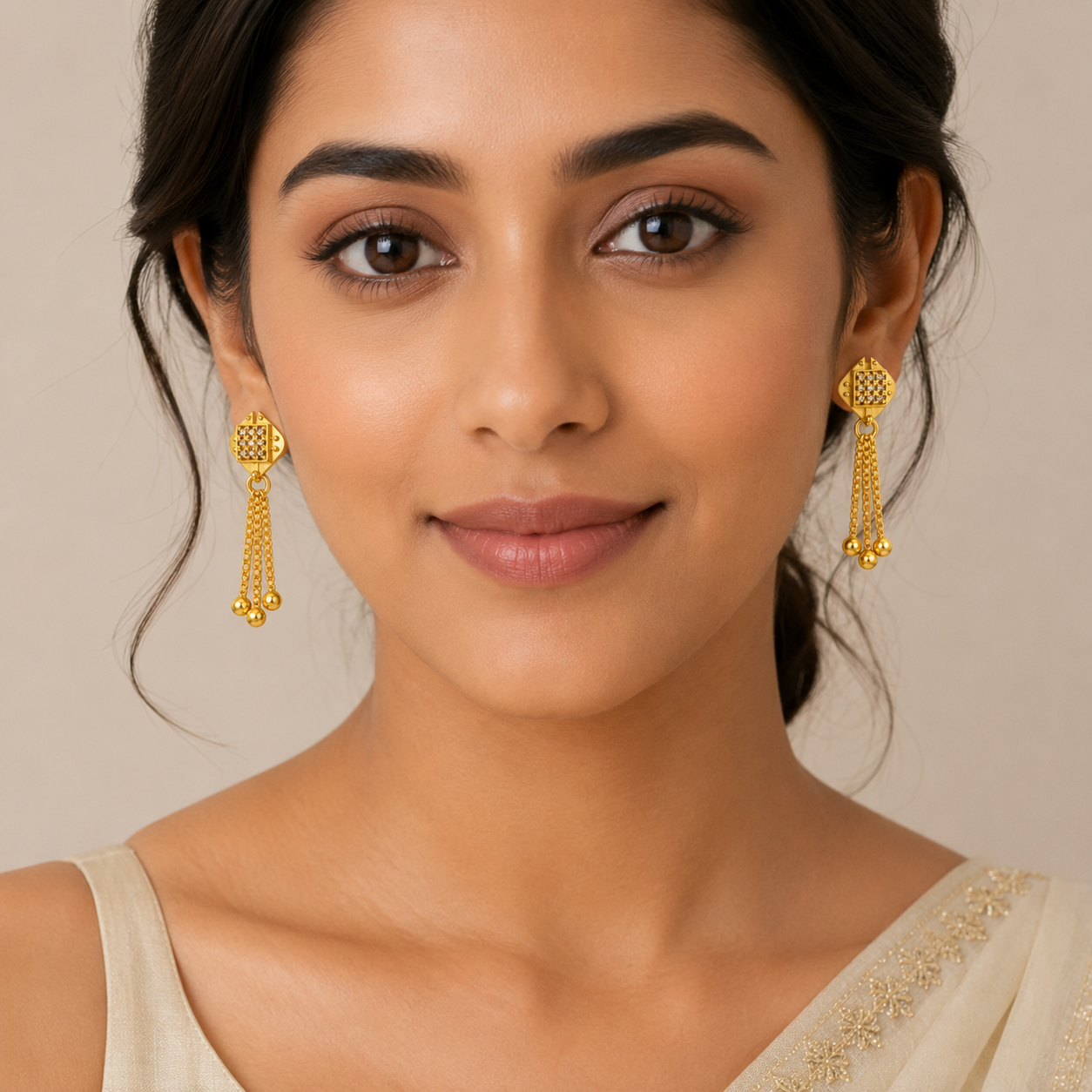 Crystal Stud Drop Earrings