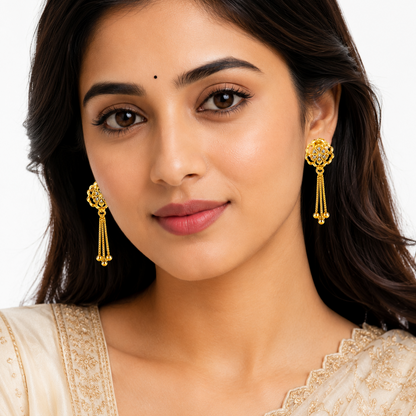 Floral Design Tassel Earrings for Women