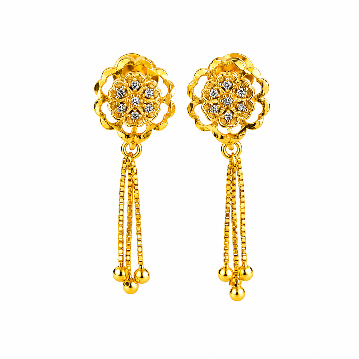 Floral Design Tassel Earrings for Women