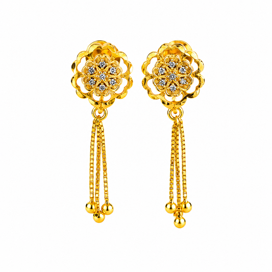 Floral Design Tassel Earrings for Women