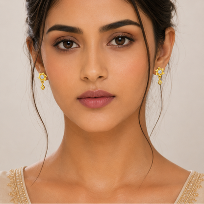 NuGold Twinkle Bloom Crystal Drop Earrings