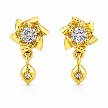 NuGold Twinkle Bloom Crystal Drop Earrings