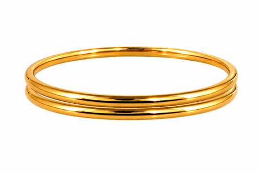 NuGold Plain Bangles Set For Women