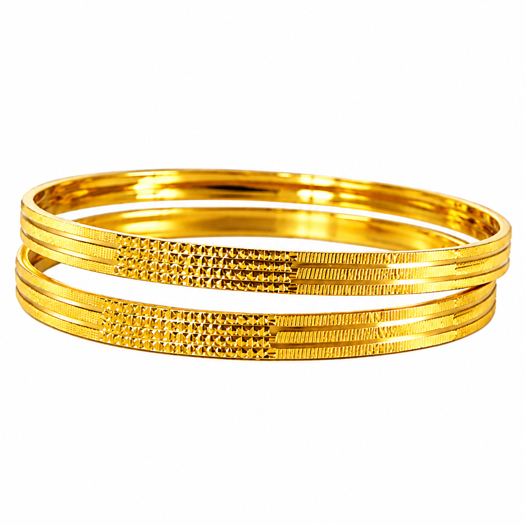 NuGold Designer Gold Bangles For Women Set Of 2