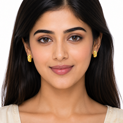 NuGold Twisted Crystal Gold-Toned Huggie Hoop Earrings for Women