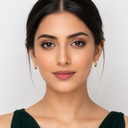 NuGold Crystal Line Gold-Toned Hoop Earrings for Women