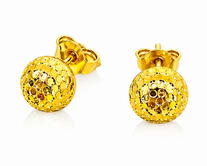 NuGold Textured Dome Gold-Toned Stud Earrings for Women