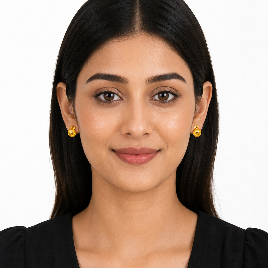 NuGold Textured Dome Gold-Toned Stud Earrings for Women
