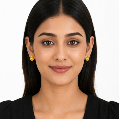 NuGold Textured Dome Gold-Toned Stud Earrings for Women