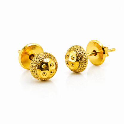 NuGold Textured Round Gold-Toned Stud Earrings for Women