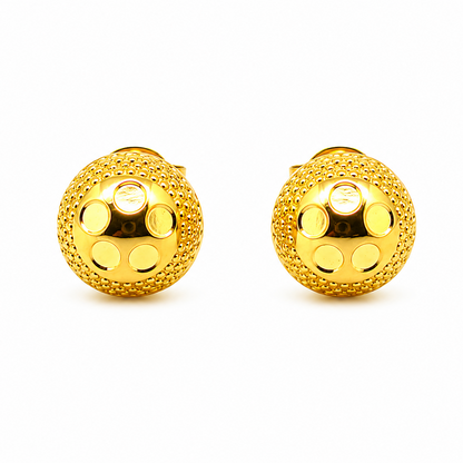 NuGold Textured Gold-Toned Round Stud Earrings for Women