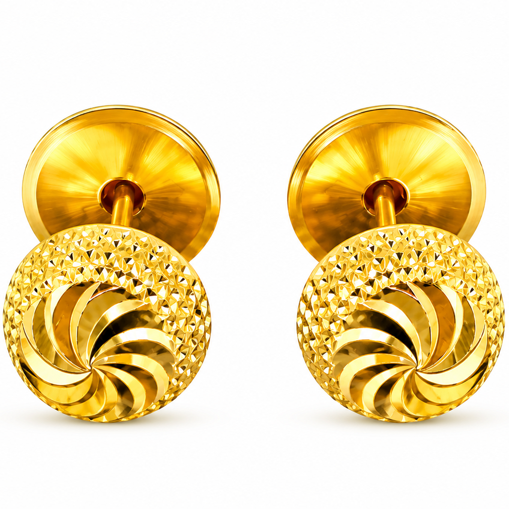 NuGold Textured Gold-Toned Designer Stud Earrings for Women