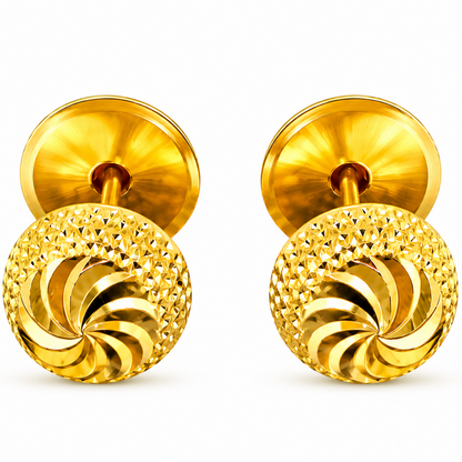 NuGold Textured Gold-Toned Designer Stud Earrings for Women