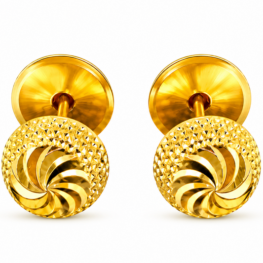 NuGold Textured Gold-Toned Designer Stud Earrings for Women