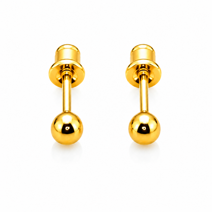 NuGold Minimalist Gold-Toned Ball Stud Earrings for Women