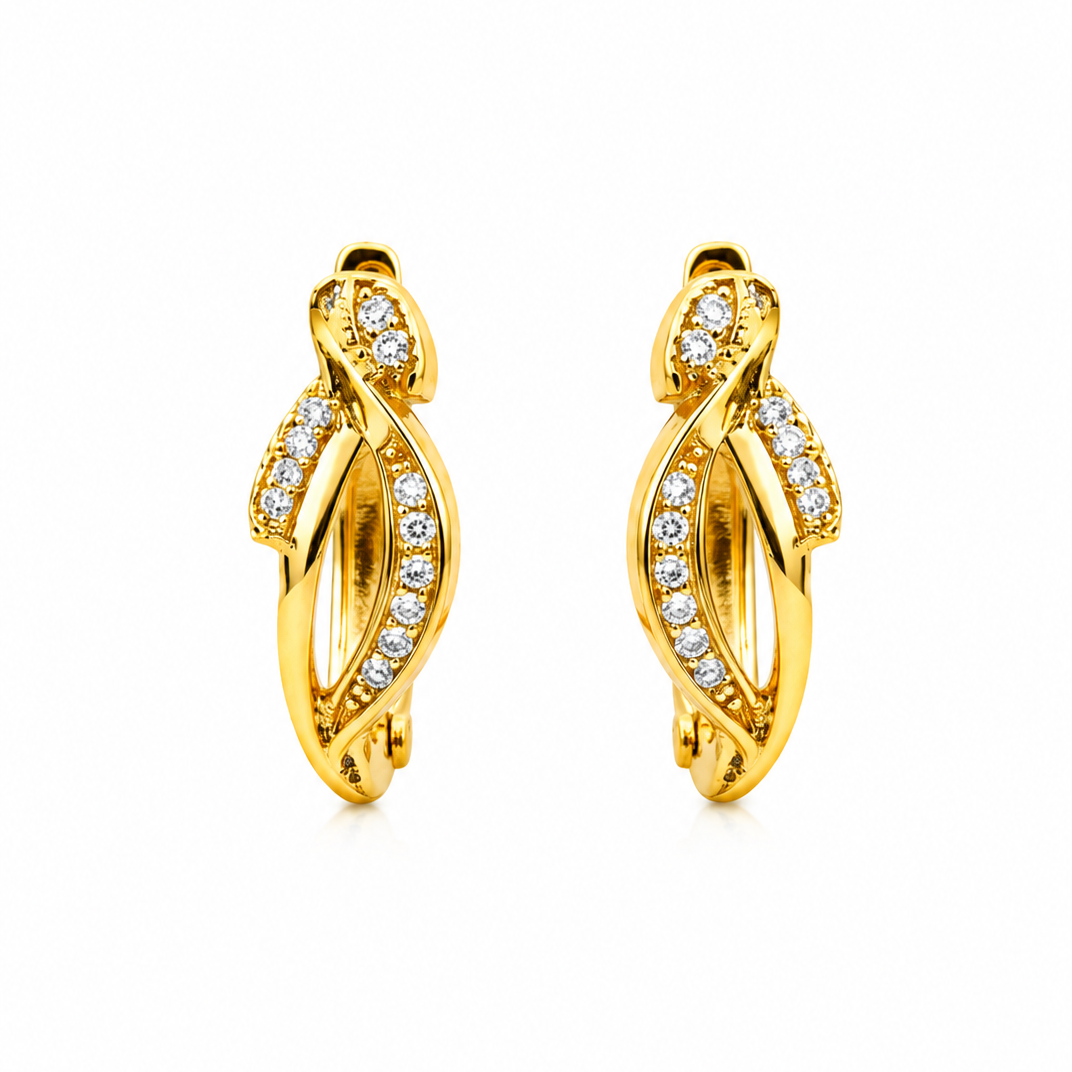 Twisted Crystal Gold-Toned Hoop Earrings for Women