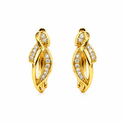 Twisted Crystal Gold-Toned Hoop Earrings for Women