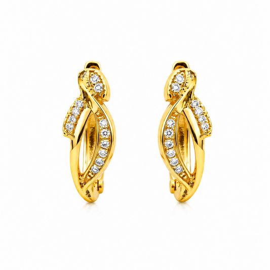 Twisted Crystal Gold-Toned Hoop Earrings for Women