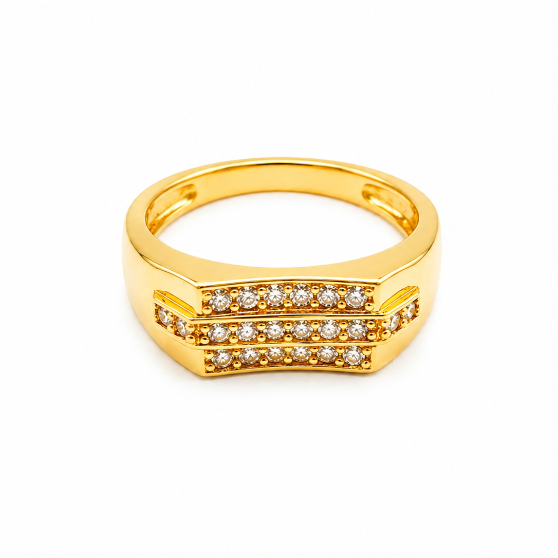 NuGold Luxe Triple Row Zircon Ring