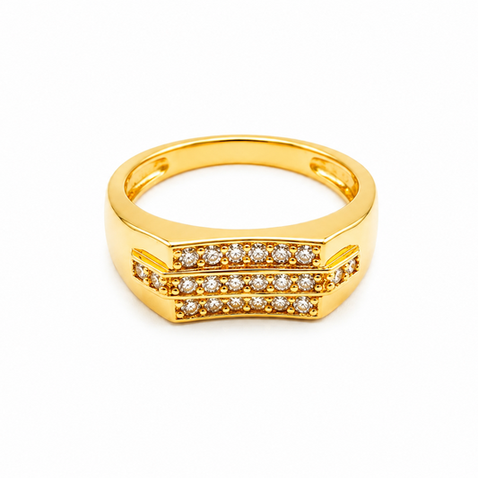 NuGold Luxe Triple Row Zircon Ring