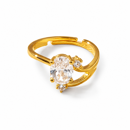 Elegant Oval Cut Crystal Solitaire Ring for Women
