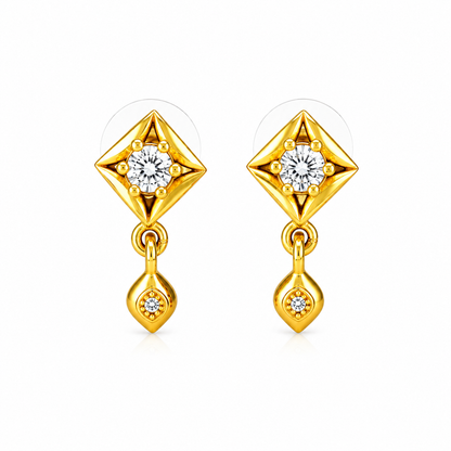 NuGold Geometric Crystal Drop Gold-Toned Stud Earrings for Women