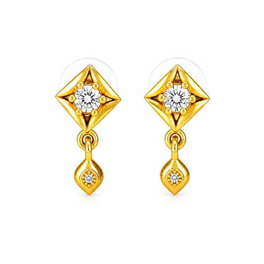NuGold Geometric Crystal Drop Gold-Toned Stud Earrings for Women