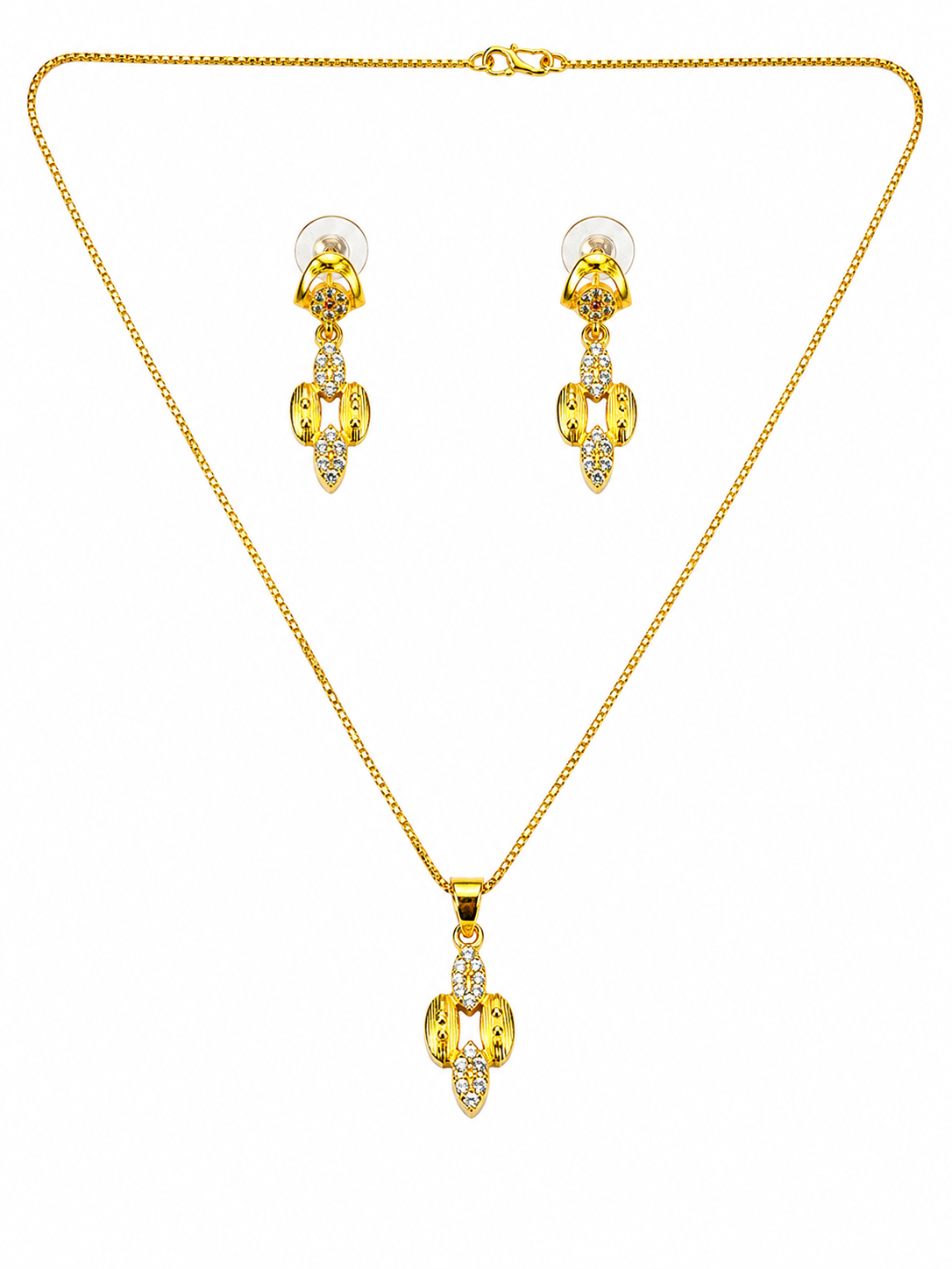 NUGOLD Luxe Crystal Bloom Pendant Necklace & Earrings Set