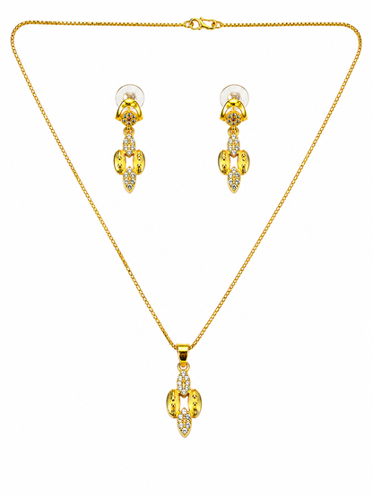 NUGOLD Luxe Crystal Bloom Pendant Necklace & Earrings Set