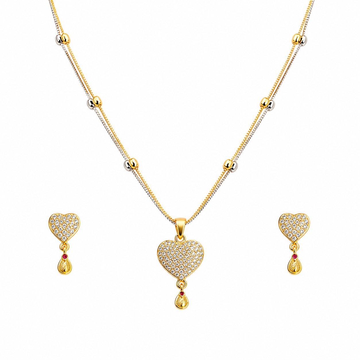 Luxe Crystal Heart Pendant & Matching Earrings Set