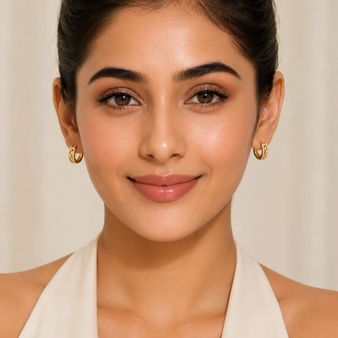 Luxury Gold Diamond Hoop Earrings For Women & Girls