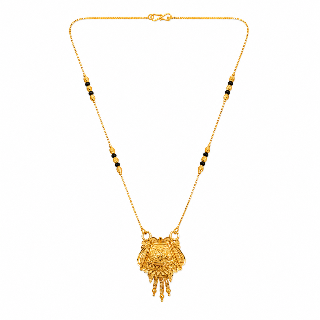 NUGOLD Ethnic Black Bead Mangalsutra with Antique Pendant