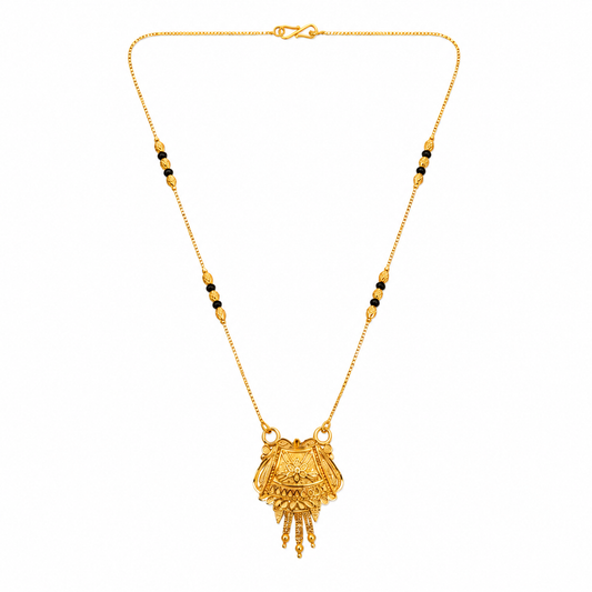 NUGOLD Ethnic Black Bead Mangalsutra with Antique Pendant