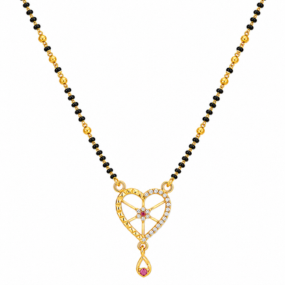 Elegant Black Bead Mangalsutra with Heart Pendant
