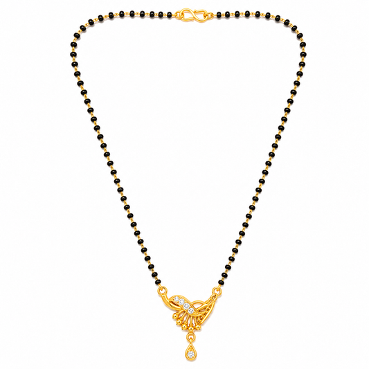 NUGOLD Antique Floral Pendant Mangalsutra with Black Beads